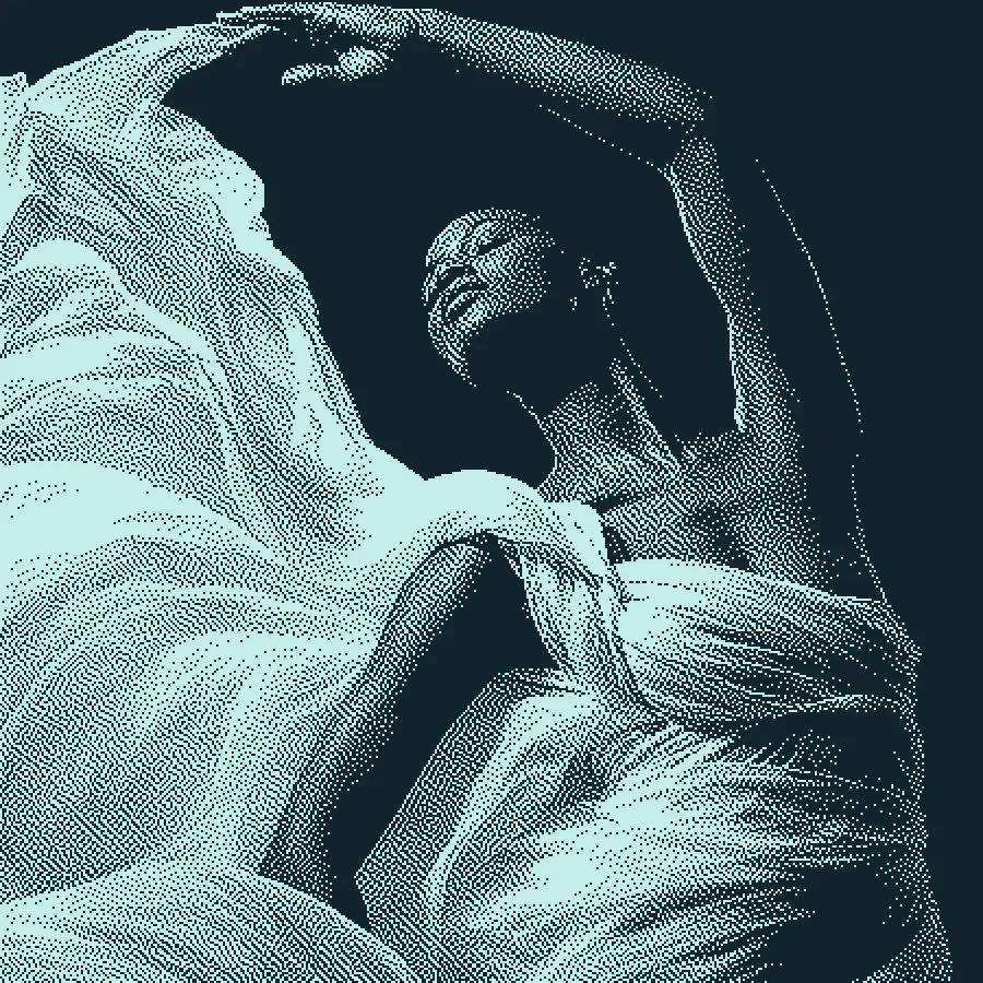 Dancer artwork transformed with dithering